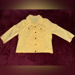 Ladies Dress Barn Butter Yellow Jacket Size L 3/4 Sleeves